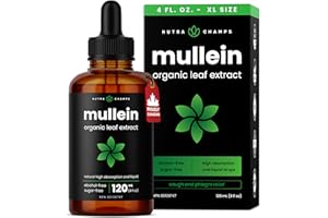 Organic Mullein Leaf Extract for Lungs - 4 Fl Oz - Herbal Tincture for Lung Cleanse & Flush - Natural Mullein Tea Alternative