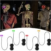 Makevivi Timer LED Glowing Eyes, Waterproof Halloween Skeleton Eyes | 4 Pack Light Up Eyes, Easy DIY Installation, Glow in Dark for Bushes, Window, Masks, Pumpkins, Tombstones & Halloween Props