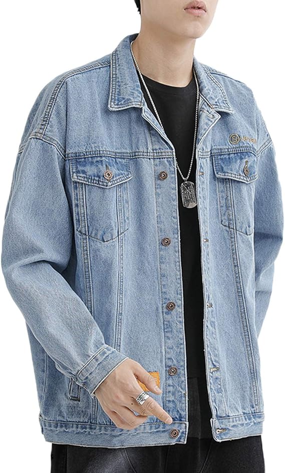 Amazon メンズデニムジャケット ブラック ジージャン 綿 Gジャン 春秋 カジュアル 通学 大きいサイズ コート ジャケット 通販