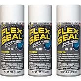 Flex Seal Spray Rubber Sealant Coating, Waterproof, White, 2 oz, 3-Pack | Stops leaks fast, seals out water, air, moisture, prevents rust, paintable, flexible, gutters, roof repair, RV, wood, metal