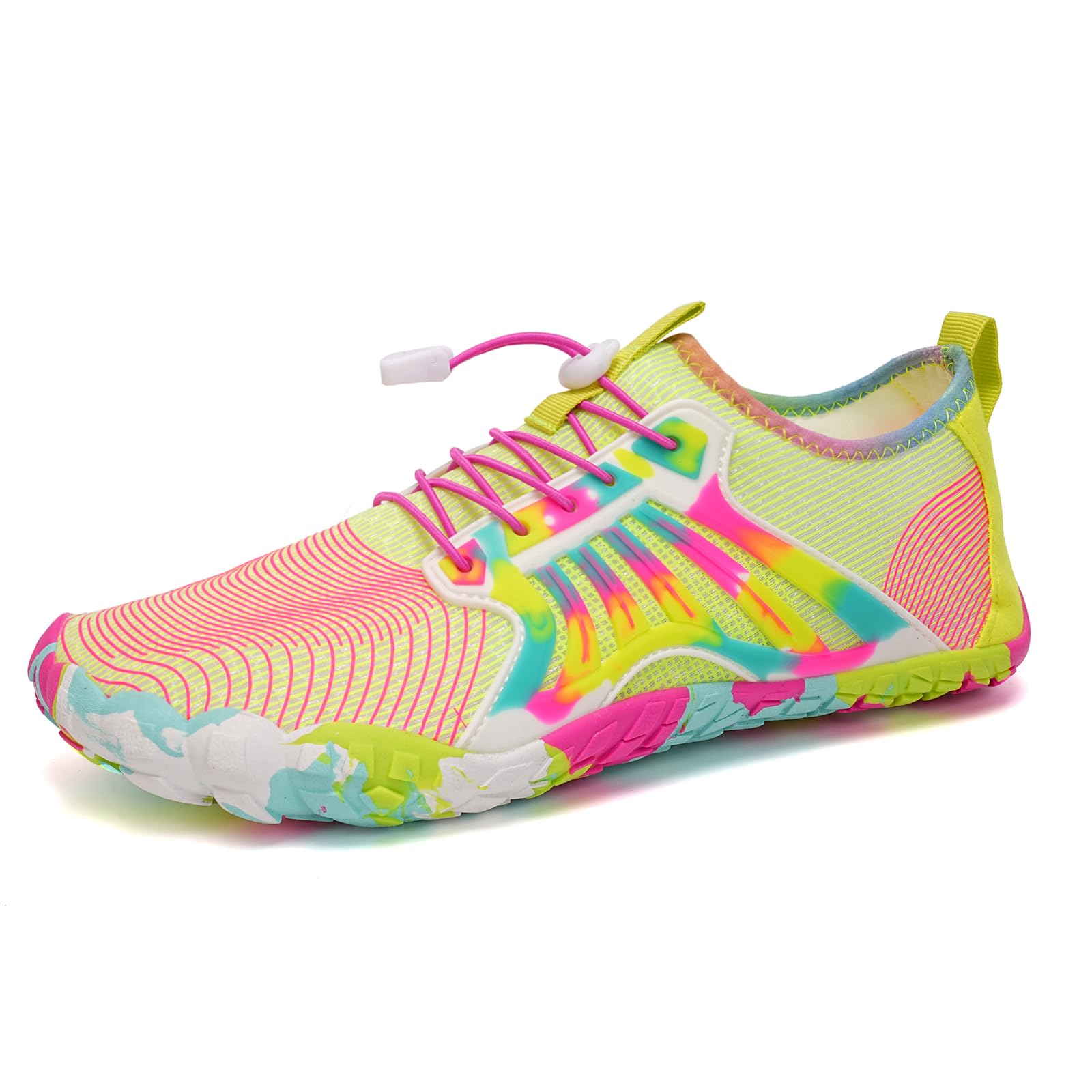 Photo 1 of WateLves Water Shoes Men Women Barefoot Quick-Dry Aqua Sock Outdoor Athletic Sport Shoes Kayaking Boating Hiking Surfing(Yellow/Pink,38)