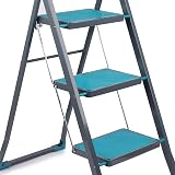 Beldray 3 Step Ladder Non-Slip Folding Turquoise Grey 2.5m Reach view 8