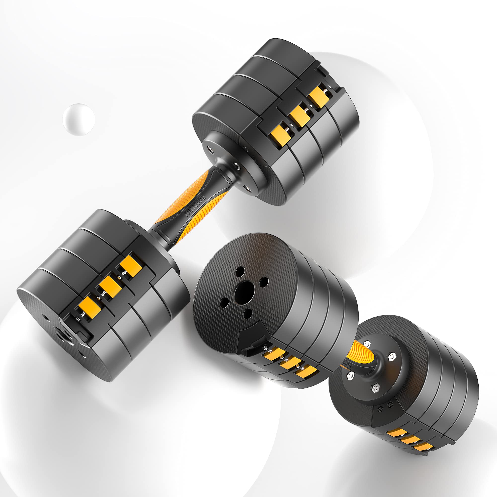 RUNWE 2021 Latest Adjustable Dumbbells Sets,65 lbs Dumbbells (2x32.5 lbs) Free Weight Sets, Workout Weights Dumbbells Set for Home Gym Exercise Fitness