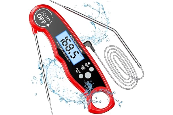 Meat Thermometer Instant Read, TEUMI Digital Food Thermometer with Dual Prode [1 Wire Prode] & Alarm, Kitchen Cooking Thermom