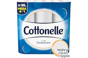 Cottonelle Toilet Paper, 24 Mega Rolls (Equal to 96 Regular Rolls), Ultra CleanCare, Soft Bath Tissue, Biodegradable, Septic-