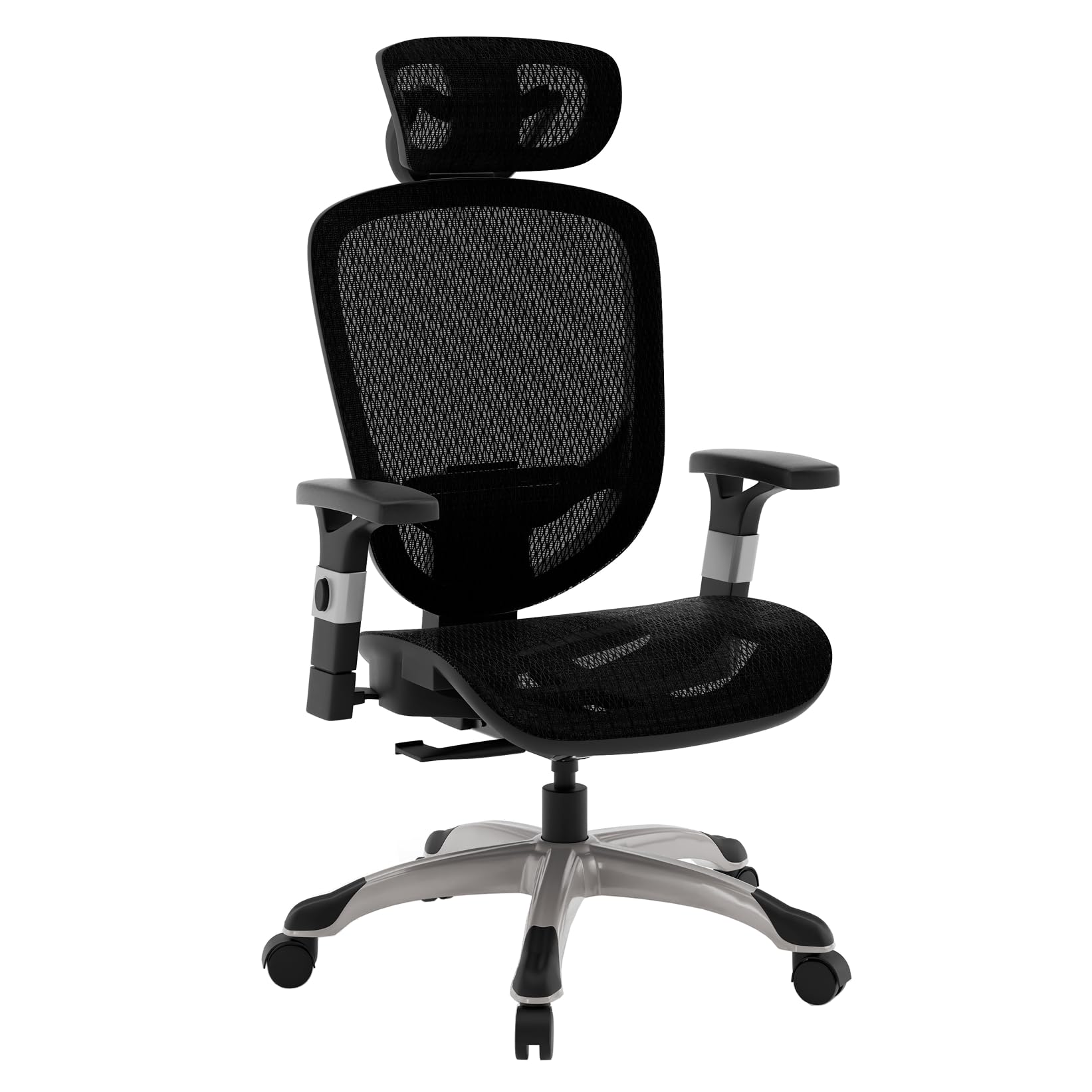 STAPLES Hyken Silla de Trabajo Ergonómica, Malla, Ergonómica, Soporte Lumbar, Giratoria, Negra