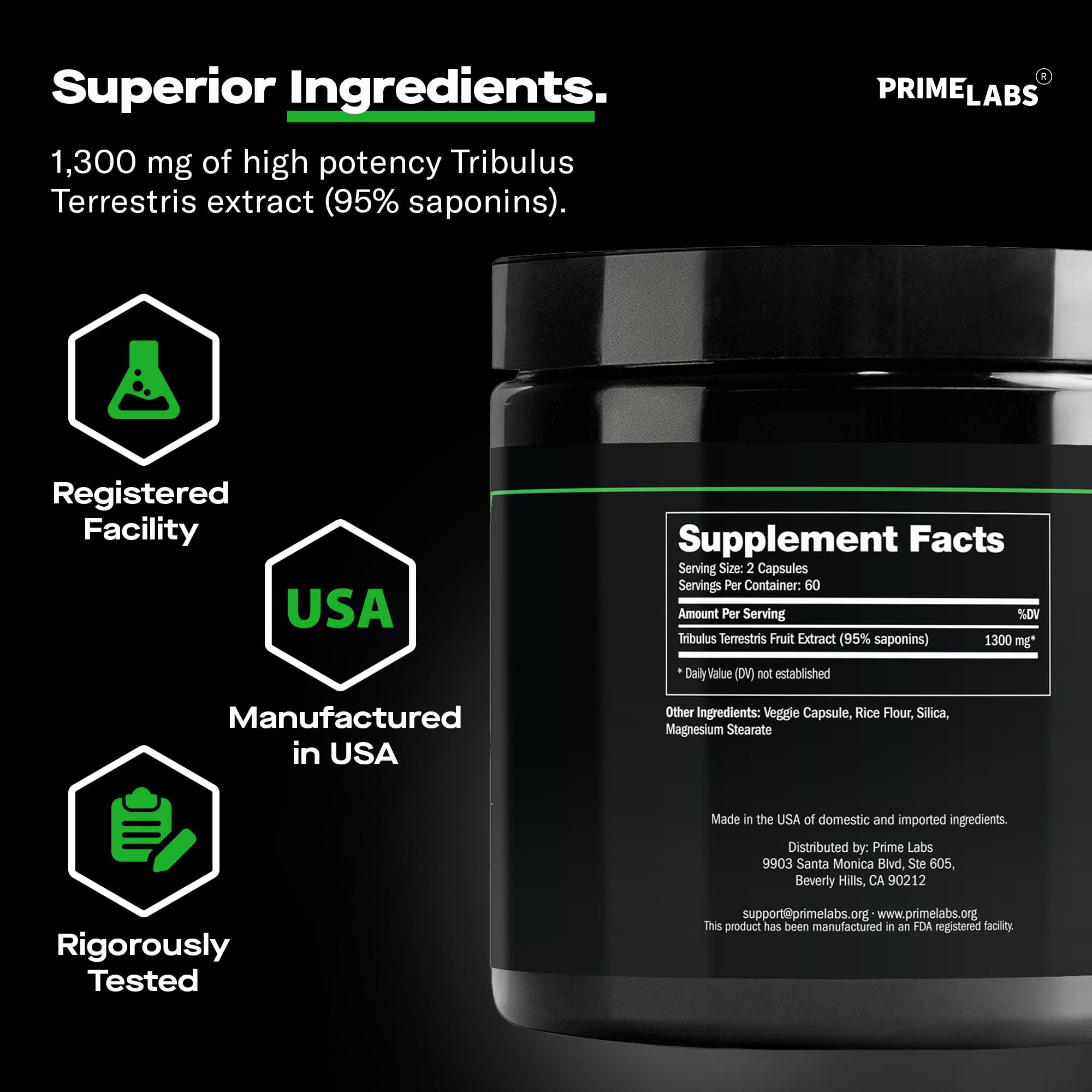 Prime Labs Prime Test Testosterone Booster (60 ct) + Tribulus Terrestris (120 ct)