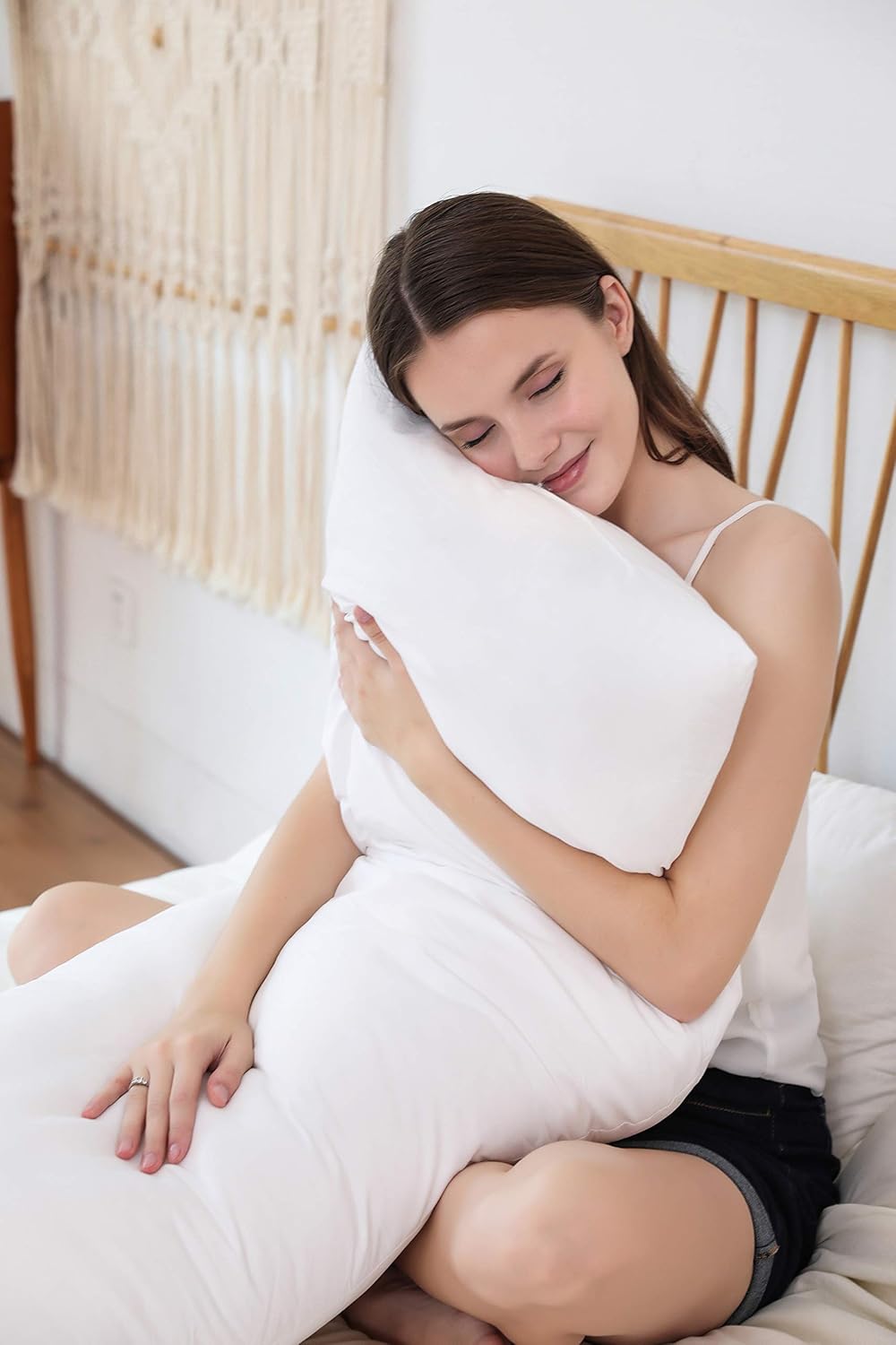 EVOLIVE Ultra Soft to Medium Density Microfiber Body Pillow, Long Side Sleeping Pillow for Adult and Pregnancy (White, 20"x54" Body Pillow): Home & Kitchen