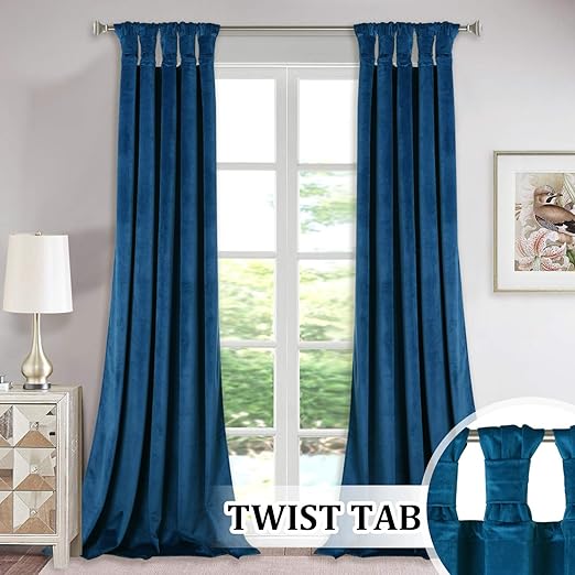 Amazon Com Stangh Blue Velvet Curtain Panels Blackout Twist Tab