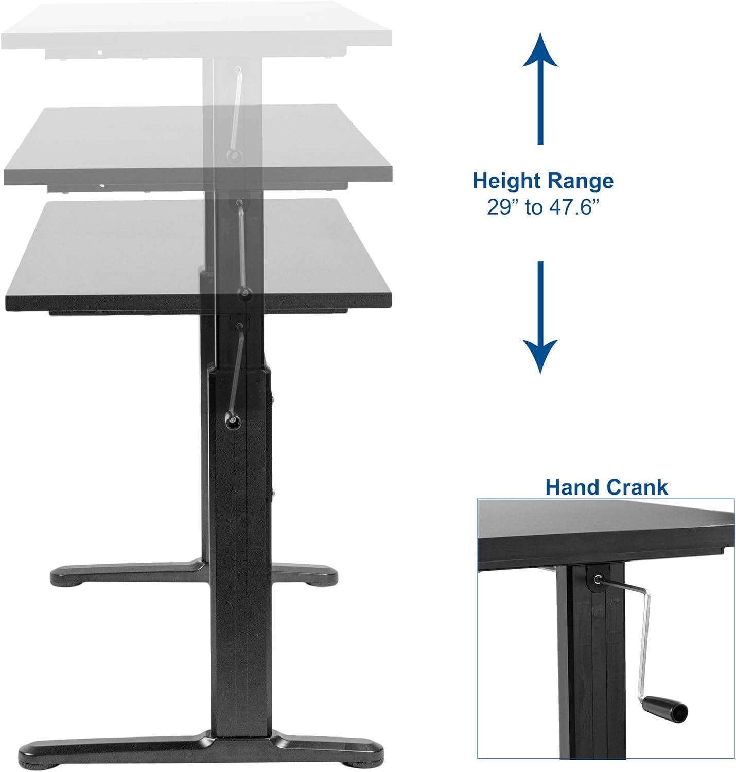 Amazon Com Vivo Black Height Adjustable 55 X 24 Inch Table Top With Legs Complete Sit Stand Desk Workstation With