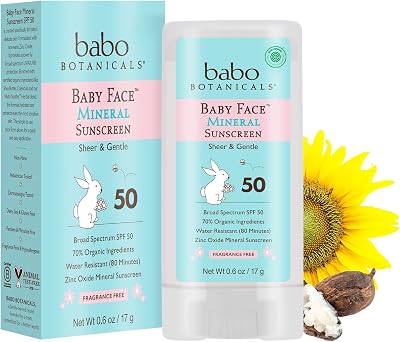 Babo Botanicals Baby Face SPF 50 Mineral Sunscreen Stick 0.6oz EWG Verified
