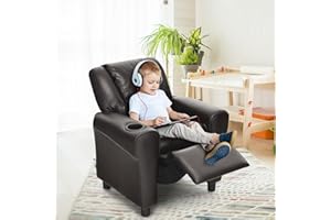 ARLIME Kids Recliner chair, toddler Armchair Upholstered Couch with Cup Holder, Backrest, baby Leather sofa with Headrest and Footrest, Child Furniture for Ages 2-7