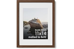 HAUS AND HUES 11x14 Picture Frame with Real Glass & Walnut American Oak Matted to 8x10 - Oak 11x14 Picture Frame Wood - Includes Vertical & Horizontal Hang - Ideal for Home, Office (11x14 in, Walnut)