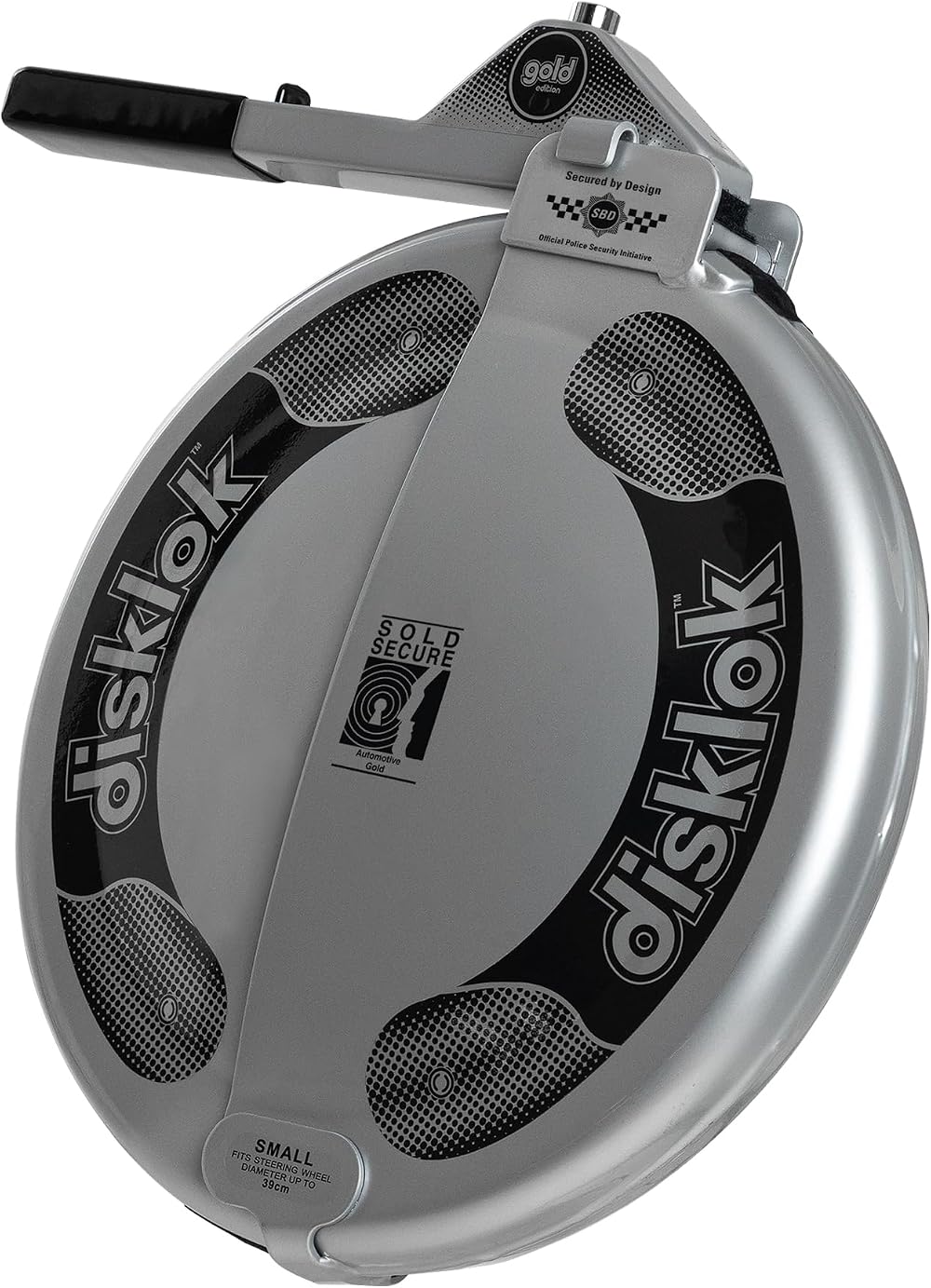 Disklok Gold Security Edition Steering Wheel Lock Small 35-39cm Silver
