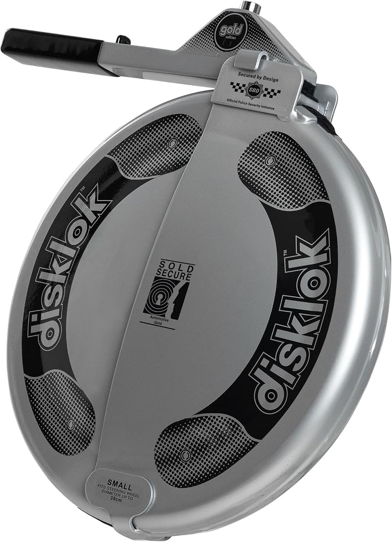 Disklok Gold Security Edition Steering Wheel Lock Small 35-39cm Silver