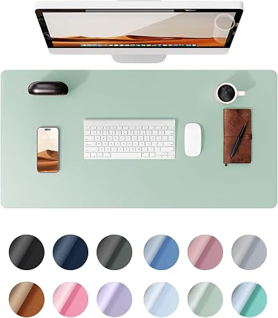 YSAGi Leather Desk Mat Large 60x35 cm Non-Slip Waterproof Light Green