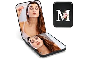 BUGARORE Personalized Valentine’s Gifts for Women, Mother’s Day Initial Compact Mirror with Light,Preppy Gifts LED Mirror,1X/3X Magnifying Travel Mirror, Mini Folding Makeup Pocket Mirror for Girls/ Mom/Mother