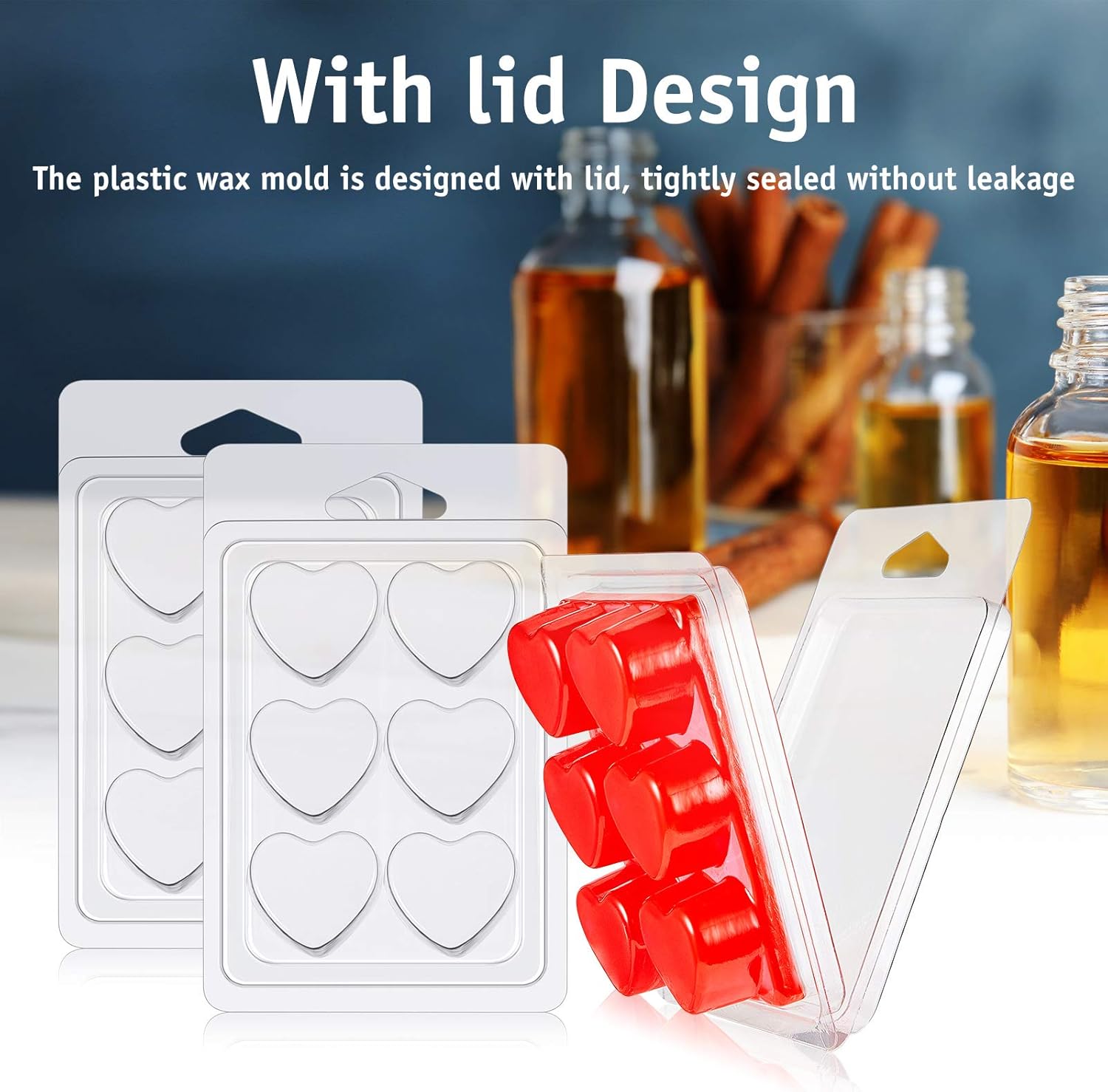 10 Pieces Wax Melt Moulds Plastic Wax Molds, 6 Reusable Heart Shaped