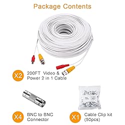 WILDHD BNC Cable,2x200ft All-in-One Siamese Video