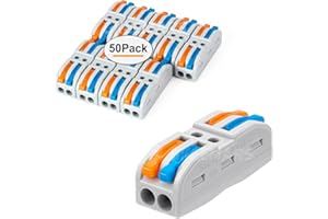 GKEEMARS 50 Pcs 2 Conductor Compact Connectors, Lever Wire Connectors Assortment Pack KV-212-50 Pcs