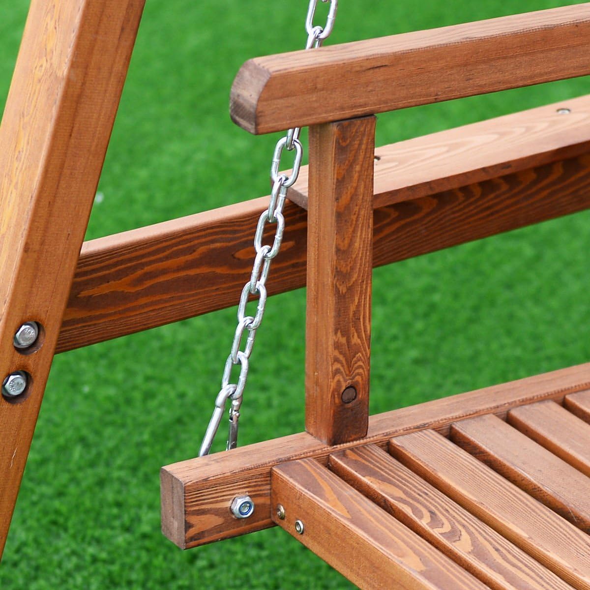 Outdoor 2 Person Larch Wooden Swing Loveseat Hammock Canopy Patio Garden Furni: Kitchen & Dining