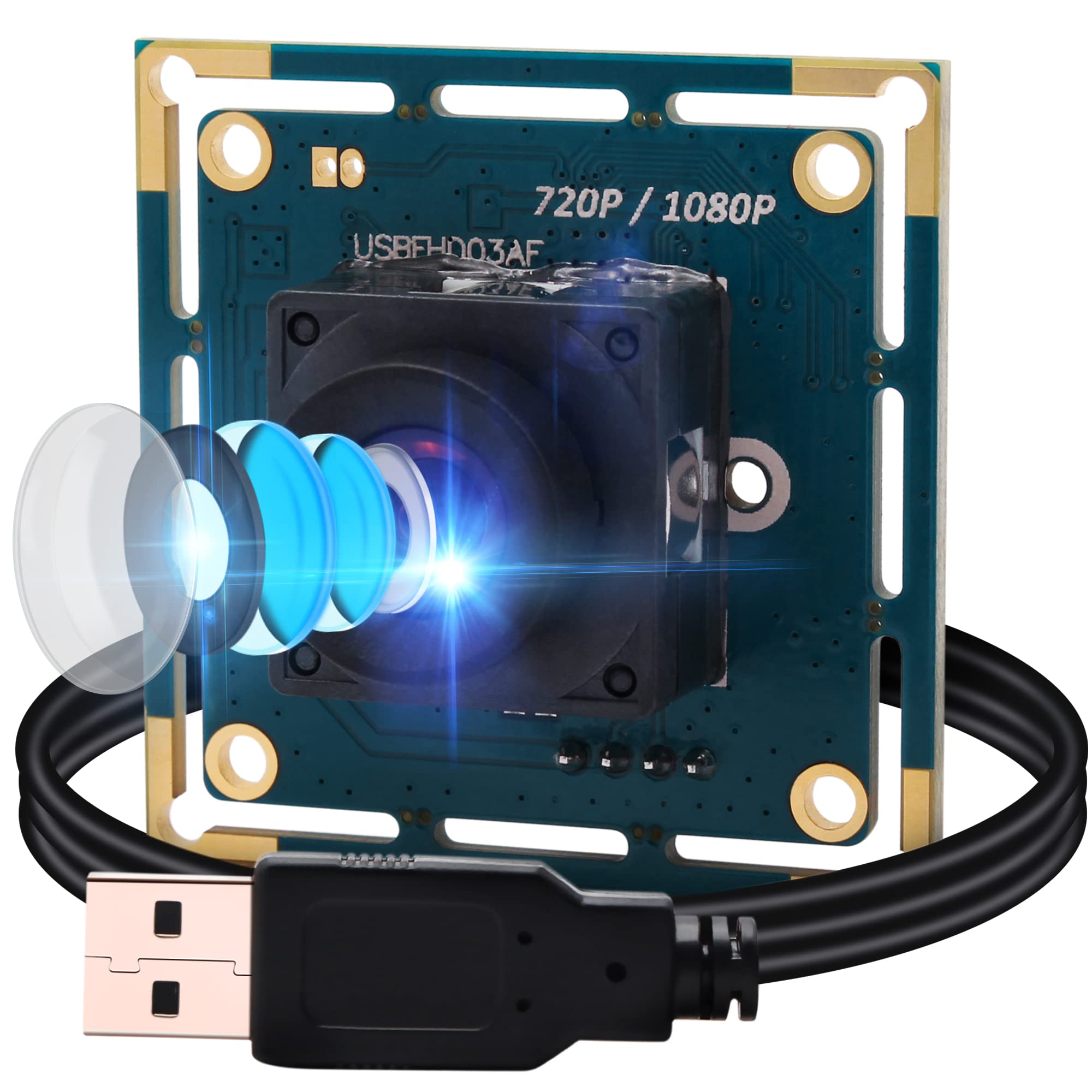 G Autofocus usb Camera Module 1080p Wide Angle Web Cam Module,2mp 100 Degree No Distortion Lens Webcamera,2K High Speed 60fps Web Camera Cmos OV2710 Megapixel Embedded Cam for Windows,Mac,Raspberry Pi