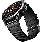 Bandletic Compatible with Garmin Fenix 5X Watch Band, Rugged Rubber Silicone Easy-Fit 26mm Band for Fenix 8 51mm/7X/7X Pro/6X/6X Pro/5X Plus/3/3 HR/Instinct 2X/Tactix/Enduro/Descent/Epix Pro 2 51mm
