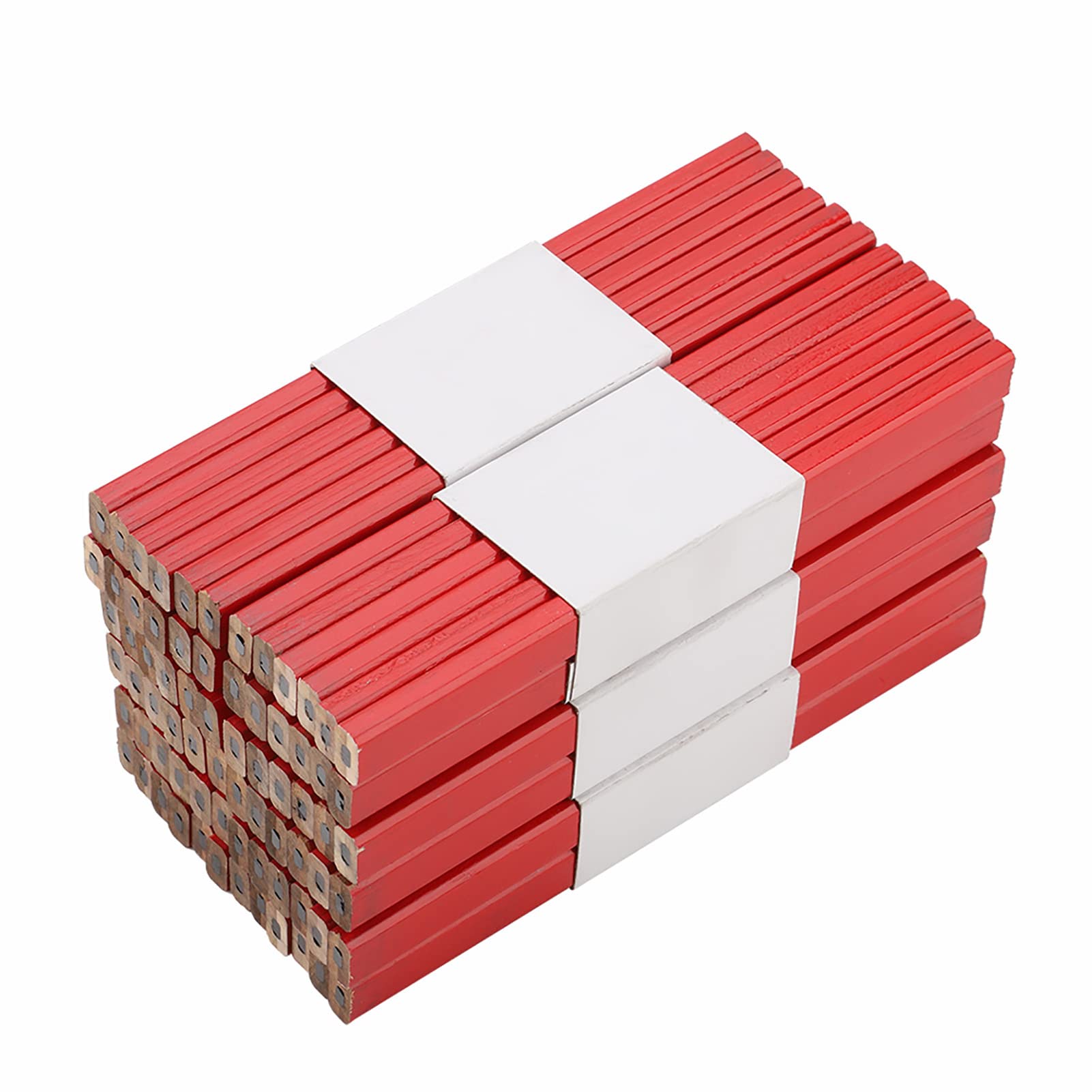 Estink Carpenter Pencils, 72Pcs 175mm Octagonal Hard Black Lead Woodworking Marking Brick Layer Tools Set for Builders Joiners Tradesman, Red