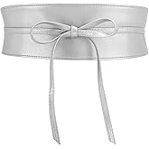 WHIPPY Women Obi Waist Belt Faux Leather Wide Wrap Around Bowknot Belt Ladies Waistband Belts for Dress