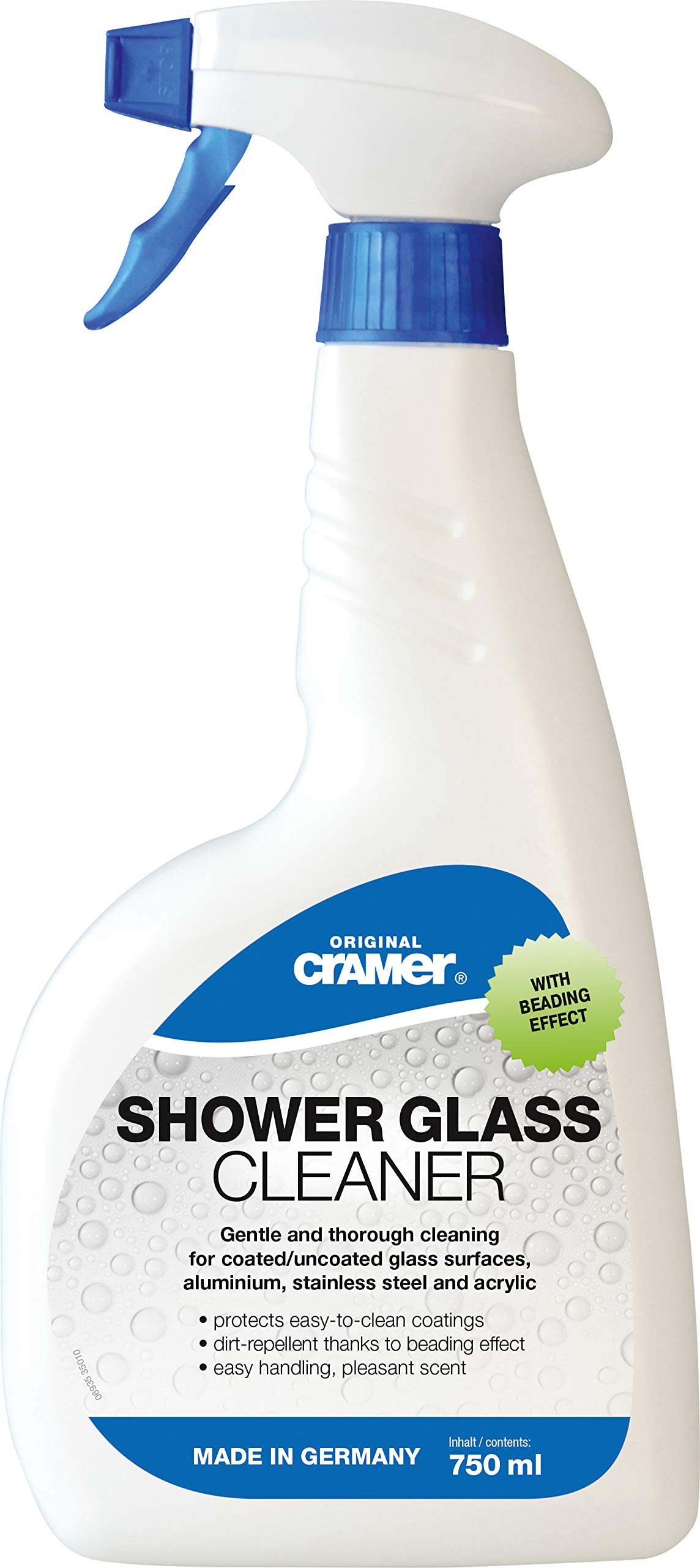 Cramer Shower Glass Cleaner 750 ml Against Limescale and Dirt - for Glass Shower, Shower Cubicle - Especially Gentle Special Cleaner for Coated and Uncoated Glass Surfaces