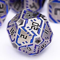 OGCOPHEN Metal DND Sci-fi Dice Set 7PCS Stripe