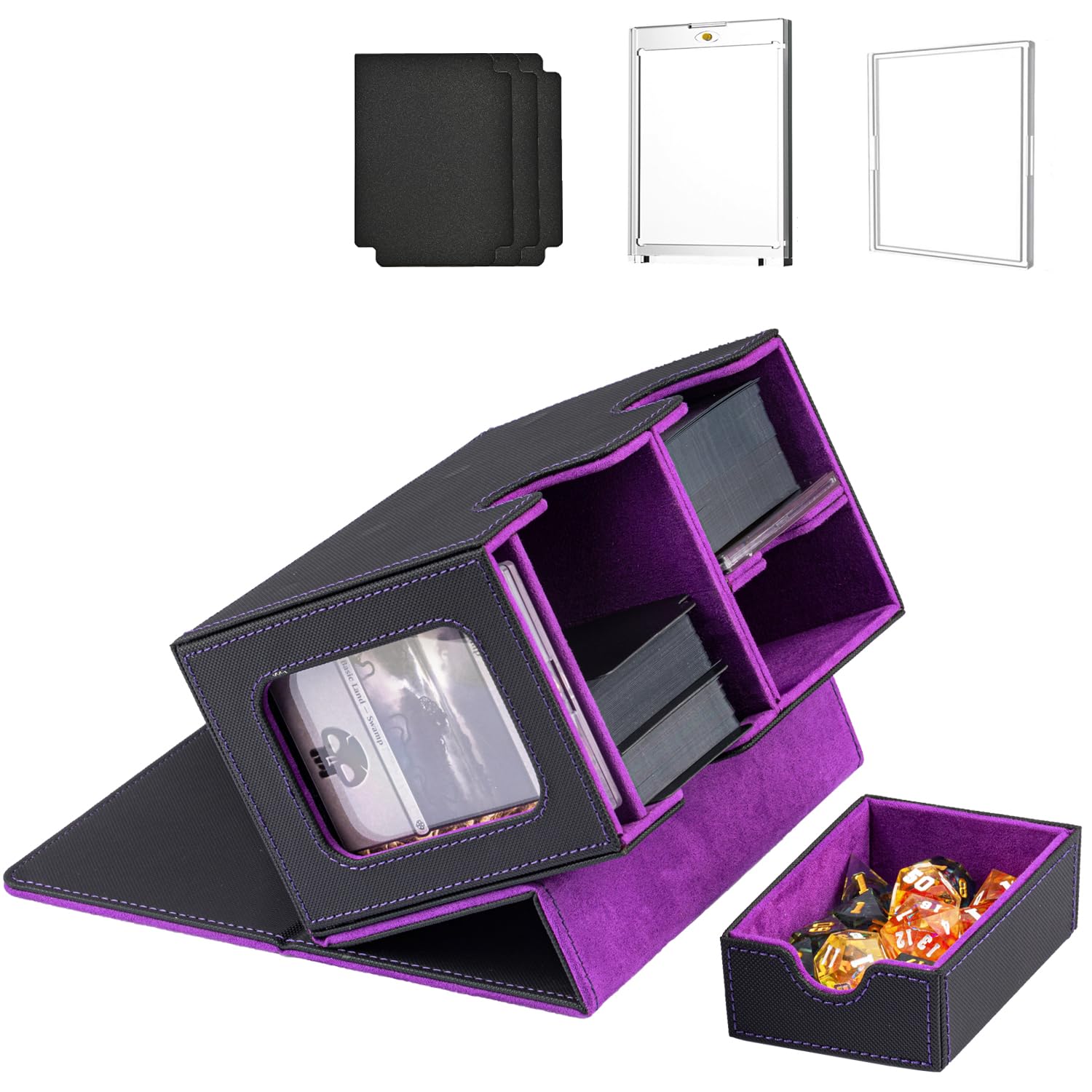 yugioh deck box with dice tray WELLMILLER MTG Deck Box for Commander with Dice Tray,Designed Medium,  Purple