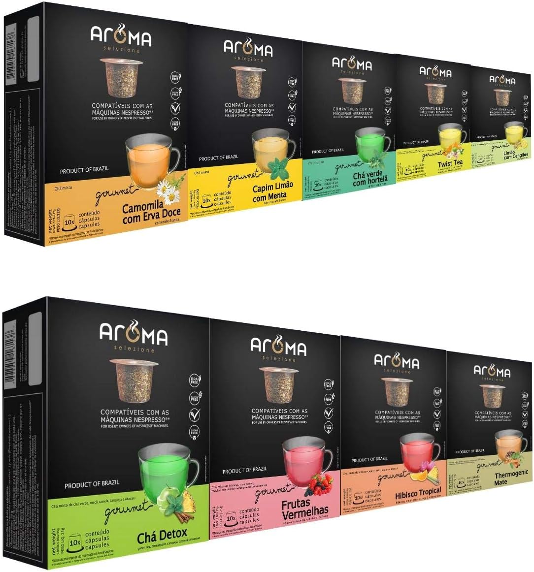 100 Cápsulas Para Nespresso - Kit Degustação Chá - Cápsula Aroma