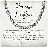Chiside Promise Necklace For Him, Promise Necklaces Gift For Boyfriend, Birthday Valentines Jewelry Gifts For Man, Husband Cuban Chain Necklace From Wife, Anniversary Necklaces For Boyfriend