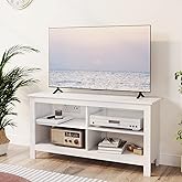 Gyger 43 Inches TV Stand,Mid Century Modern Entertainment Center with 4 Open Shelves Farmhouse TV Media Console Table for Living Room,Bedroom,Television Stand up to 50 Inches(White)