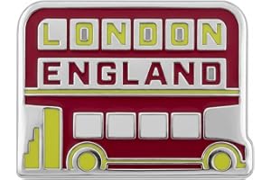 Vagabond Heart London England Souvenir Lapel Pin - London Enamel Pin - Double Decker Bus Pin, Nickel, no gemstone