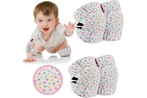 PRAPIROON 2 Pairs Baby Knee Pads for Crawling Adjustable Knee Pads Toddler Crawler Knee Protector for Infant Girl Boy Crawling