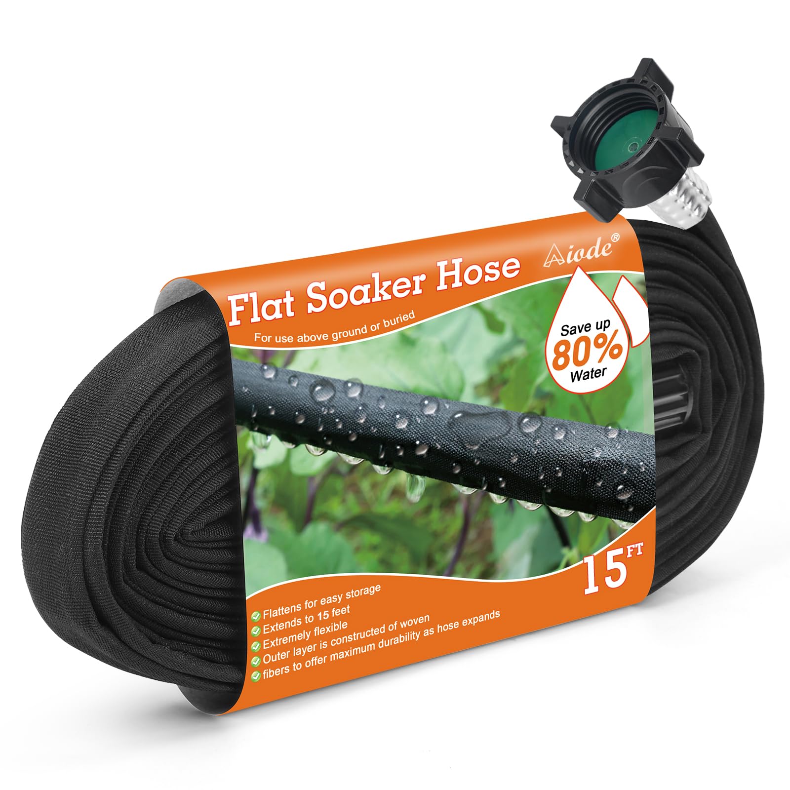 Photo 1 of AIODE Flat Soaker Hose 15FT for Garden Beds Drip Hose Heavy Duty Save 80% Water for Vegetable Tree (15FT)