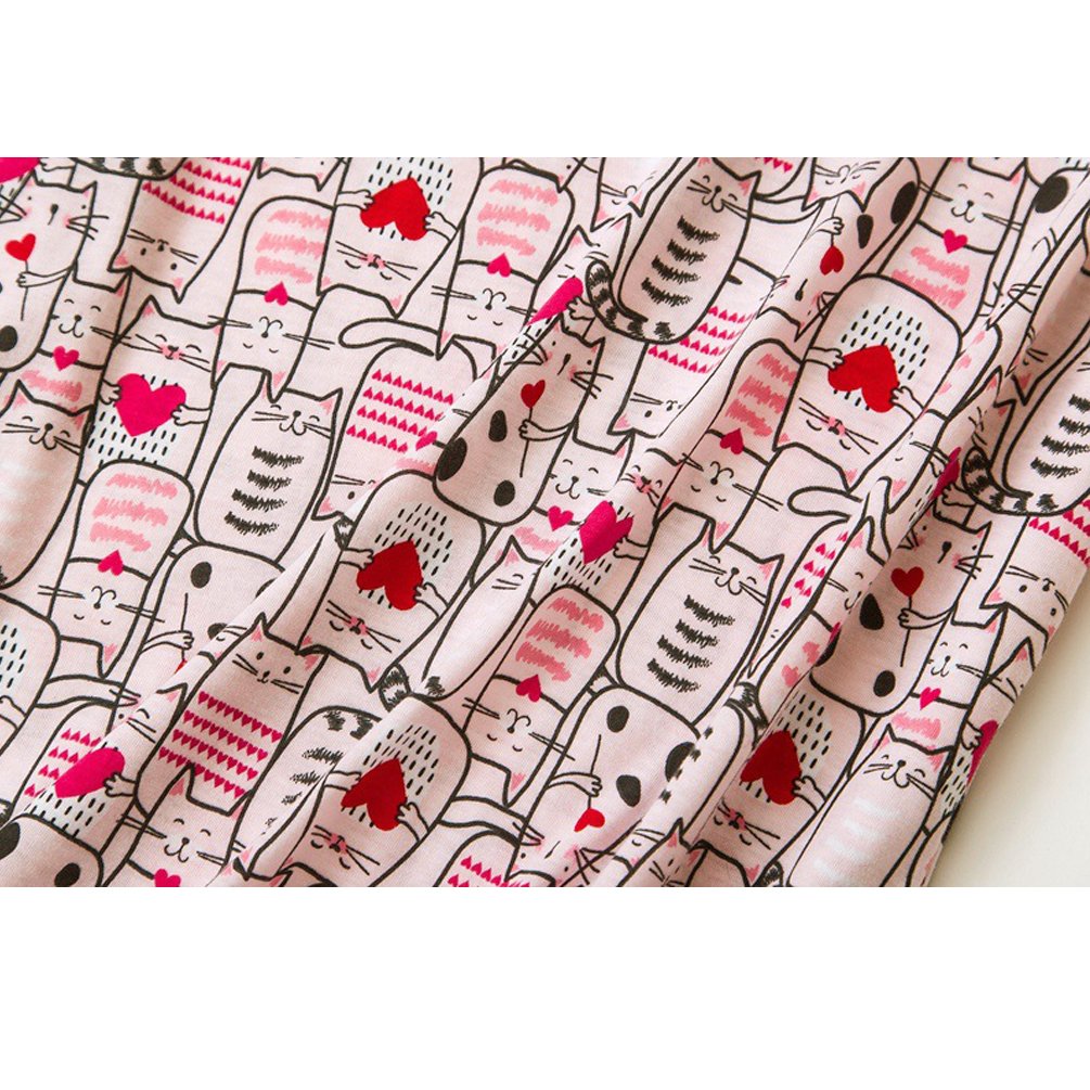 ENJOYNIGHT Womens Cotton Sleepwear Short Sleeves Print Sleepshirt Sleep Tee (Kitty, XXL)