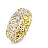 Barzel Women's Wide Eternity Ring Wedding Band - 18k White or Rose Gold Plated Wide Band Cubic Zirconia Eternity Ring