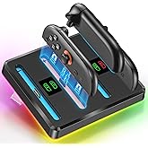 Switch 2 Joycon Controller Charging Dock Compatible with Nintendo Switch, Magnetic Fast Charging Joycon 2 Controller Charger Docking Station for Nintendo, with RGB Lighting Joy-con 2 Charge Stand