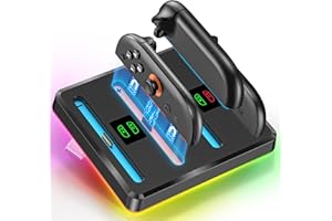 RYSKER Switch 2 Joycon Controller Charging Dock Compatible with Nintendo Switch, Magnetic Fast Charging Joycon 2 Controller Charger Docking Station for Nintendo, with RGB Lighting Joy-con 2 Charge Stand