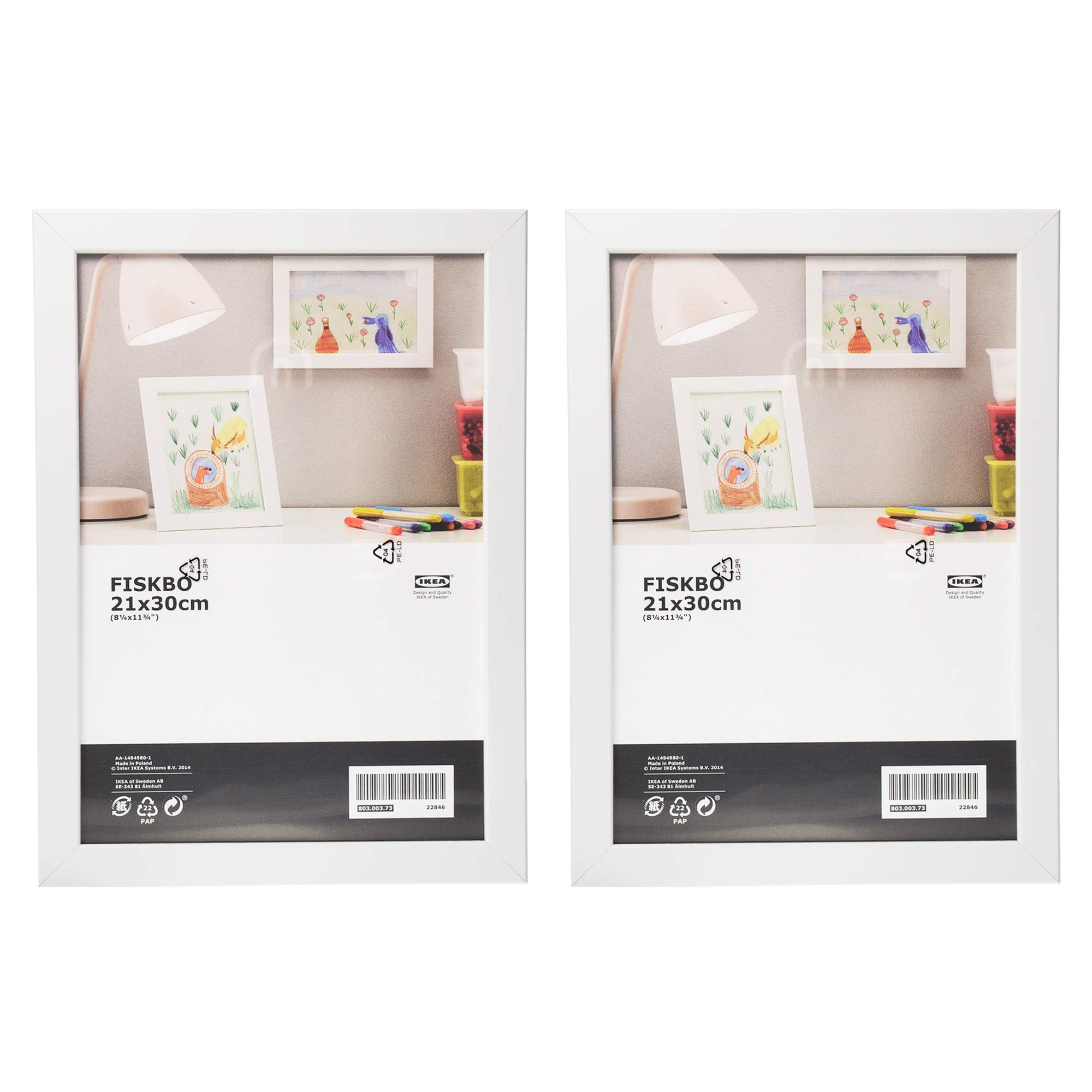 Ikea FISKBO White A4 21x30cm Photo Frame - Set of 2