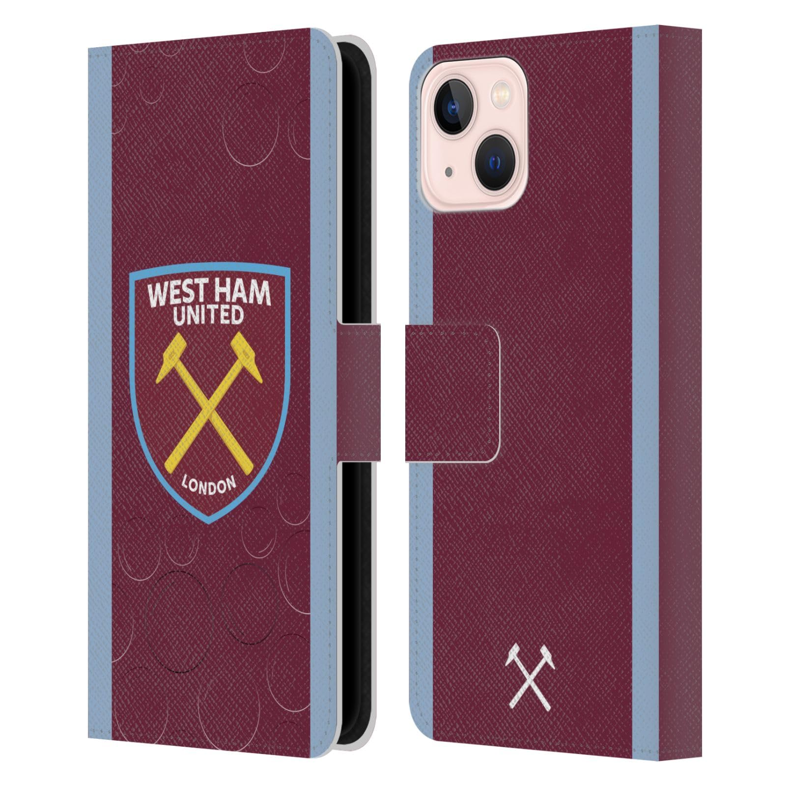 Head Case Designs Officially Licensed West Ham United FC Home 2023/24 Crest Kit Leather Book Wallet Case Cover Compatible With Apple iPhone 13