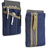 SP4 Waxed Canvas Compact EDC Pocket Organizer, Zippered Pocket Pouch for Men, Mini EDC Organizer for Change, Notebook, Tactical Pen, Flashlight