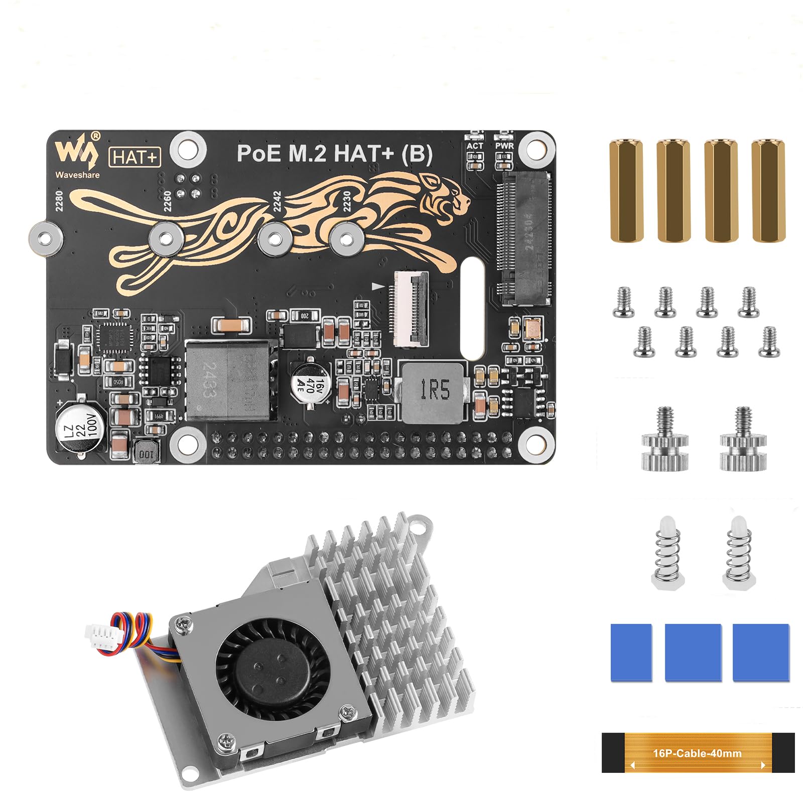 Photo 1 of PCIe to M.2 NVM Express with PoE Hat Expansion Board with Official Pi 5 Active Cooler Multi-Specification SSD Interface Hard Drive for Raspberry Pi 5, Support 2230/2242/2260/2280