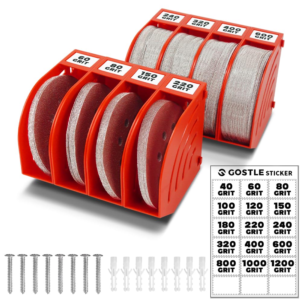 125 mm Professional Sanding Discs Storage Bins - 8 Box Set for Efficient Organization, Offset Snap-On Connection, Grit Classification, Space-Saving Design and Versatile Application - Red