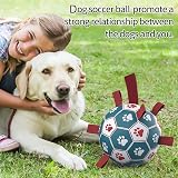 HETOO Dog Soccer Ball Interactive Tug of War Water Toy 6 Inch Blue Red view 4