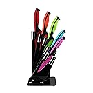 Kitchen Knife Block Set With Colour Coding - 5 Piece Coloured Knives Set - By Nuovva