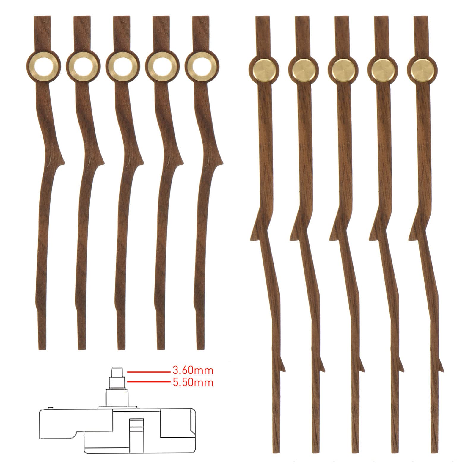 5 Sets Clock Hands Wooden DIY Clock Movement